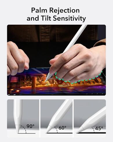 ESR Pencil (1st Generation) for iPad 2018-2025, Tilt Sensitivity, Palm Rejection, Compatible with iPad 11th(A16)/10th Generation,Air 11"/13", Pro 11"/12.9"/13",Mini 6/5, White in Kuwait