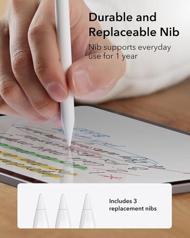 ESR Pencil (1st Generation) for iPad 2018-2025, Tilt Sensitivity, Palm Rejection, Compatible with iPad 11th(A16)/10th Generation,Air 11"/13", Pro 11"/12.9"/13",Mini 6/5, White in Kuwait