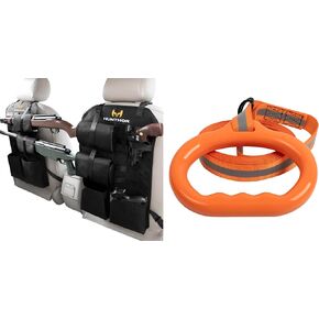 Truck Gun Rack (Black-Large, A Pair) and Deer Drag with Wider High-Strength Handle, 900D Sturdy Seat Back Gun Rack, 1100lbs Deer Drag Rope, Easy to Use Deer Hunting Accessories