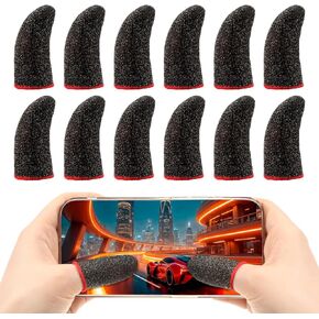 Games Finger Sleeve Silver Fiber Thumb Sleeves Anti Sweat Breathable Thumb Sleeve 0.3mm Extremely Thin Seamless Finger Cover Fit Phone Tablet Devices (6 Pair)