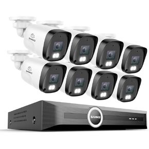 SANNCE 2K 3MP PoE Security System, 8CH 6MP Surveillance NVR with 8PCS 3MP HD Weatherproof Cameras with H.265 Video Compression, Smart IR LED, APP Push Alert, Remote Access (Without HDD)