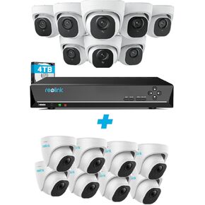 REOLINK 4K 8MP Business PoE Security Camera System Commercial, 16pcs Person/Vehicle Detection Smart IP Cameras, 16CH NVR Pre-Installed with 4TB HDD, RLK16-800D8 Bundle with 8X RLC-820A