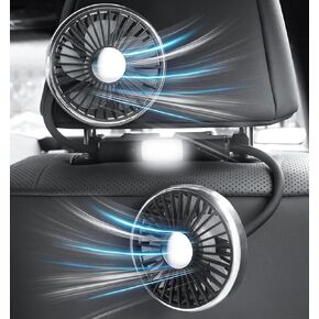 Poraxy Car Fans for Backseat for Kids, Car Fans That Blow Cold Air, Cooling USB Car Fan for Back Seat, Headrest 3 Speed 360 Degree Rotatable Dual Head, Vehicles Rear Seat Air Fan for Sedan SUV RV