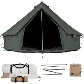 WHITEDUCK Regatta Canvas Bell Tent - w/StoveJack, Waterproof, 4 Season Luxury Camping and Glamping Yurt Tent Outdoor (20' (6M), Water Repellent, Forest Green)