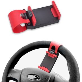 Car Steering Wheel Phone Mount, Steering Wheel Smartphone Mount, Portable Steering Wheel Phone Holder Mount Clip Fit for IPhone14/13/12/11 Pro Max/XR/XS/S21/S20/S10/Note 10 (Black)