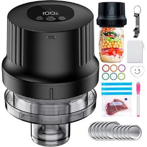 Electric Mason Jar Vacuum Sealer Kit, Jar Vacuum Sealer for Mason Jars, 3-in-1 Automatic Mason Jar Sealer for Food Storage, for Wide and Regular Mouth Jars and Sous Vide Bags