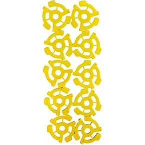 45 RPM Vinyl Record Adapters, 7 Inch Singles, Yellow Plastic Inserts(10)