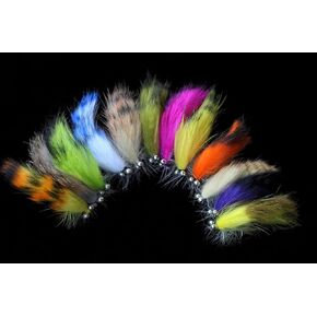 12 pcs Colors Weighted Head Zonker Streamers Salmon Trout Fly Fishing Flies Lures 2.5inch Fly Set-Size #6