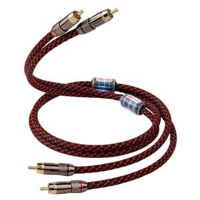 TODN Auidophile RCA Male to RCA Male Stereo Audio Cable, OFC Core, Hi Fi, Copper Braided Shielded, Gold Plated Plug, 6.5 ft / 2 m