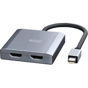 Mini Displayport to Dual HDMI Splitter Dual 4K@60Hz Resolution,DP to 2 HDMI Hub Multi Stream Transport Support 4K Resolution for Windows and Mac System