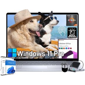 dell Inspiron-16 5645 Laptop with Touchscreen - 16" FHD+ Display, AMD Ryzen 7-8840U(8-Core), Backlit Keyboard, Fingerprint Reader, Win 11 Pro, Lifetime Microsoft Office (64GB DDR5 RAM | 1TB SSD)