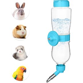 Vannon 17oz موزع مياه حيوانات صغيرة للصناديق ، زجاجة ماء الببغاوات للقطف ، زجاجة ماء الحيوانات الأليفة المضغوطة للأرانب ، خنازير غينيا ، القوارض ، شينشيلات وقوارير صغيرة أخرى ، ملء أعلى ، وردي