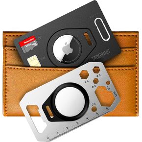 for AirTag Wallet Holder | Tagginnc Unique | Thin Flexible Wallet Card Insert | Build-in slotCard Case | Metallic EDC Tool Design | Detachable AirTag Case for Purse & Wallet (TwinCards 2 Sets)