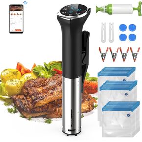 Hobsir Sous Vide Cooker Kit, 1100W Sous Vide Machine with LED, Wifi App Control, Timer, Silence Stainless Steel Immersion Circulator Slow Cooking Machine Sous-vide Kit