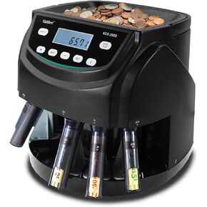 Kolibri KCS-2000 V2 Professional USD Coin Counter Machine, Coin Sorter, Wrapper/Roller | 300 Coins/min, LED Display, Batch Feature | USD Change Counter (USA Tech Support)