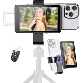 5" Vlog Selfie Monitor Screen with Magnetic Phone Clip Mount for iPhone/Android, Support 4K 30fps Wired/1080P Wireless Recording, Sync Phone Rear Camera for TikTok/YouTube/Vlog Video Recording