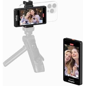 King Ma 5" Phone Vlog Selfie Monitor Screen,Back Camera Monitor for iPhone with Magnetic Phone Clip & Bluetooth Remote for Vlog/Live Stream/Teleprompter/TikTok,Support 4K 30fps Wired Recording
