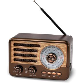 Retro Transistor Radio,Battery Powered AM FM SW Radio,Small Rechargeable Portable Radio with 1800mAh Lithium-ion Battery,Support TF Card/Aux/USB MP3 Player
