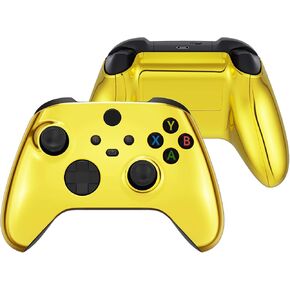 eXtremeRate Chrome Gold Full Set Shell w/Battery Cover for Xbox Series X/S Controller - Controller NOT Included