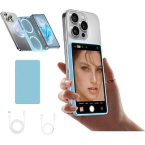 CP5 Lite Selfie Vlog Monitor Screen 1080P 5 inch 2.4G 5G FHD Phone Rear Camera Video Transmission 50 Meters for Live Streaming,TikTok,Magnetic Silicone Case (White Shell)