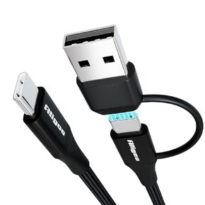USB c to USB c Cable 100W 2 in 1 USB A/C to Type c Charger Fast Charging 480Mbps Speed Data Transfer Cable for iPhone 16/15,MacBook,iPad, Samsung Galaxy 3ft Black