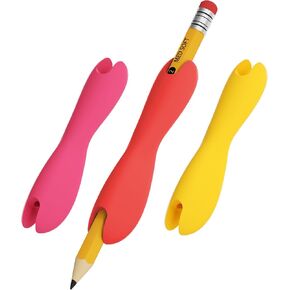 ELETIUO Pencil Grips for Kids and Adults,6-Pack Silicone Holders for Handwriting,Drawing,and Coloring,Ergonomic Dual-Head Design for Right or Left-Handed Use,Improves Grip Control,Assorted Colors