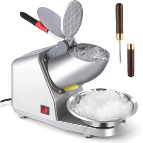 Snow Cone Maker Electric Shaved Ice Machine Stainless Steel - Ice Crusher Ice Shaver, 300W 2000r/min w/Stainless Steel Blade, 110V Ice Crushers Machine for Home and Commercial Use