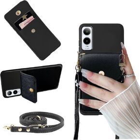 For Cricket Icon 6 Case with Card Holder Women/Girly, Cricket Icon6 5G Wallet Case PU Learher | Credit Card Slots Wallet with Strap Crossbody Magnetic Buttons Cricket Icon 6 Flip Cover -Purple