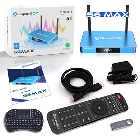 2025 Super S6-MAX Bundle Box New Edition with Remote Control Voice Command, Manual, USB Flash Drive, Keyboard, HD Cable