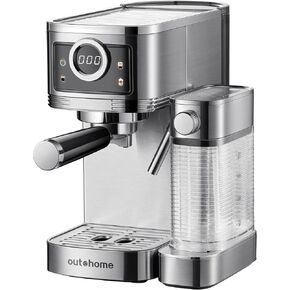 Espresso Machine,20 Bar Cappuccino Machine with Automatic Milk Frother,One Touch Coffee Maker for Latte with Filters,ESE Pod Filter,Stainless Steel,1350W Dual Heat System