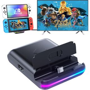 Docking Station for Nintendo Switch, 4K HDMI/USB 3.0/USB-C Port, Compatible with Official Nintendo Dock (Black)