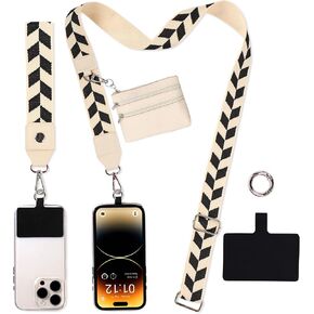 Phone Lanyard Crossbody Wrist Strap, Adjustable Clip and Go Strap for Phone with Wallet Crossbody