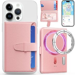 ZtotopCases Magsafe Wallet for Women Work with Apple Find My, Magnetic Leather Card Holder and RFID Blocking Functionality, Magnetic Wallet for iPhone 16/15/14/13/12 Series, Fit 3-4 Cards, Pink
