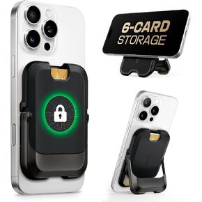 SUPCASE for MagSafe Wallet with Stand, Magnetic Wallet for Men Women, [Hold 6 Cards] [RFID Blocking] [Strong Magnetic Lock] Phone Stand Card Holder for iPhone 16/15/14/13/12 Series, Carbon Black