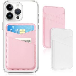 SS 2 Pack Wallet Wallet Stick ، ​​حامل بطاقة جلدية للحالة ، جيب مزدوج الحد الأدنى من الهاتف الخلوي الأسود الأبيض