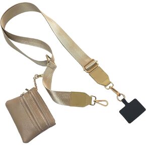 Clip and Go Strap for Phone with Wallet Crossbody Phone Strap with Zippered Pouch for Women Black