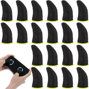 20 PCS Finger Sleeves for Gaming, Carbon Thumb Sleeves Mobile Gaming, Black Gaming Finger Sleeves, Sweatproof Breathable Gamer Finger Sleeve for Mobile Phone Tablet Gaming Stabilizer