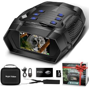 Night Vision Goggles & 4K Night Vision Binoculars with 3'' HD Color Display, 5000mAh Fast-Charge Battery & 32GB Storage, 3W 850nm IR Spotlight + Backlit Controls for Hunting/Camping
