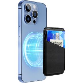 SHANSHUI Magnetic Phone Wallet, Durable Leather Wallet Card Holder for Back of Phone Compatible with iPhone 16/15/ 14/13/ 12 Mini/Plus/Pro/Pro Max