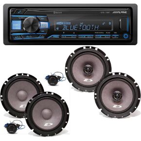 Alpine UTE-73BT Bluetooth® Multimedia Receiver (Does Not Play CDs) with A Pair Alpine SXE-1751S 6.5" Component and A Pair SXE-1726S 6.5" Coax Speakers