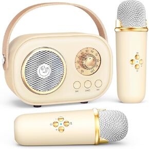 Mini Karaoke Machine with 2 Wireless Microphones,Portable Bluetooth Karaoke Machine for Kids Toys Gifts Boys Girls 3 4 5 6 7 8 9 10 11 12+ Years Old Home Party Birthday Karaoke Fun Set-Pink