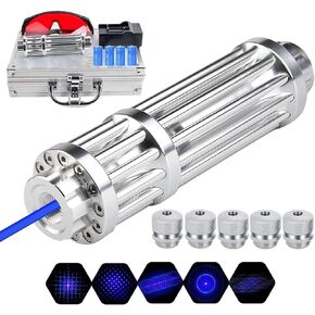 Long Distance Blue Light High Power Light Flashlight with Adjustable Focus, Rechargeable Handheld for Hiking, Camping, Fishing