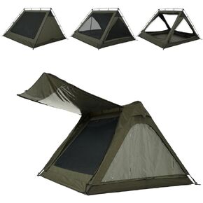 4 Person Canvas Tent with Full Rainfly&Footprint, Easy Set Up Breathable 4 Season Family Tent for Winter Outdoor Glamping Car Camping