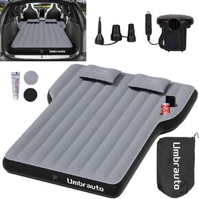Umbrauto Car Air Mattress Bed: Inflatable SUV Camping Sleeping Pad for Truck Back Seat with Pump & Pillows, Blow Up Backseat Car Mattress for Van Rear Seat