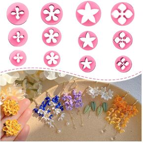 KEOKER Spring Clay Cutters, Spring Polymer Clay Cutters Flowers, Small Flower Clay Cutter, 12 Shapes Polymer Clay Cutters for Earrings, Polymer Clay Tools, Polymer Clay Earring Making Kit