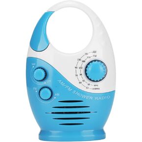 AM FM Portable Radio, Portable Hook Type Waterproof Broadcast Music Speaker Radio for Shower Rooms, Bedside Tables and Garages