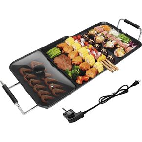 3-in-1 Electric Nonstick Griddle Grill 1800W,Teppanyaki Grill with Removable Temperature Control & Drip Tray for Pancakes Burgers Eggs,22"x 10.5"