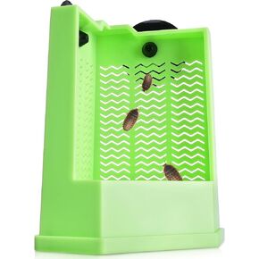 Reptile Corner Hunting Bowl - Glass Mount Insect Feeding Box for Reptile with Suction Cup which is Super Tight, Green, 6.29inch - M Size