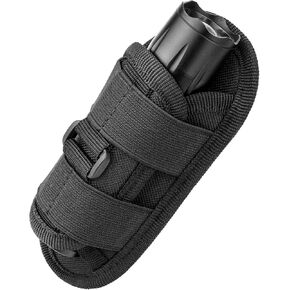 Tactical Flashlight Holster, Rotatable Duty Belt Flashlight Holder, 1000D Nylon Flash Light Pouch Carrying Case with 360 Degree Carabiner Reel Clip for Police