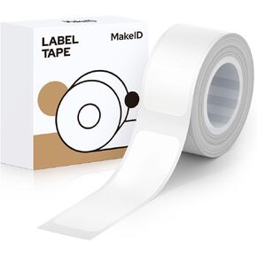 MakeID Label Tape Compatible with MakeID Label Makers L1 E1 Refills Waterproof Laminated Custom Stickers Office Labels Replacement 0.3" x 13' (9mm x 4m)